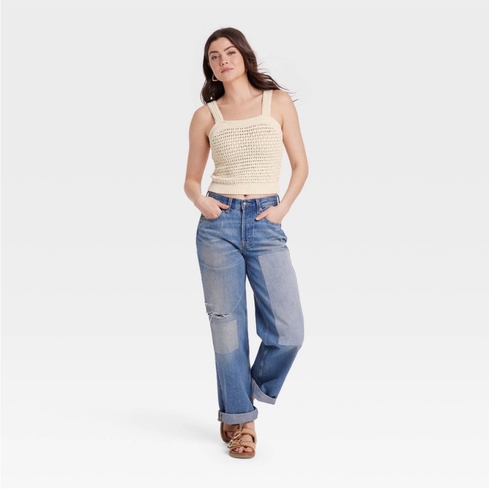 Universal Thread Cream Crochet Ribbed Tank Top - Picture 3 of 8